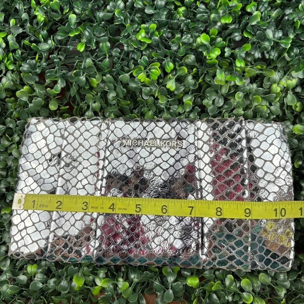 MICHAEL KORS TILDA Metallic Snakeskin Clutch